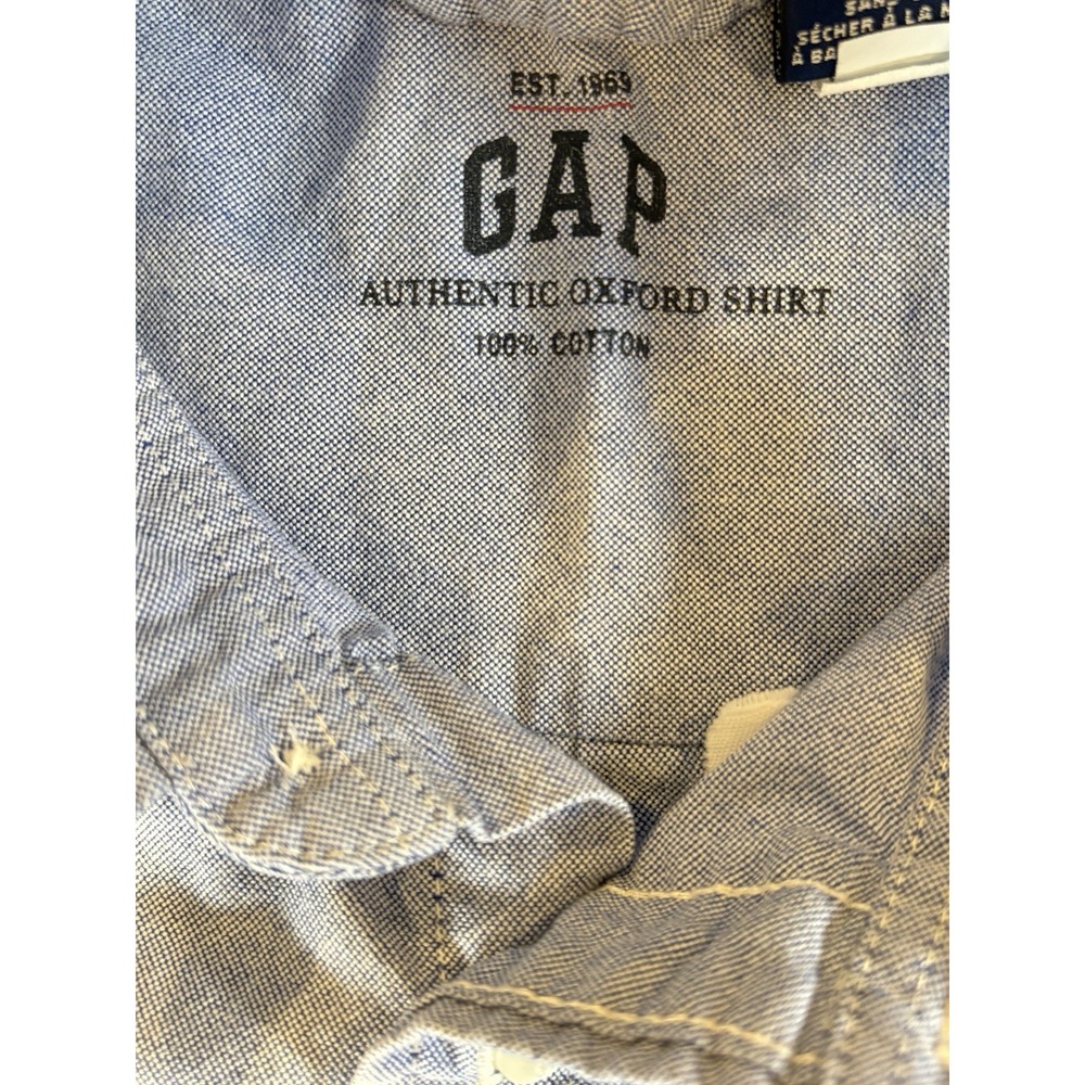 GAP Authentic Oxford Shirt Boys XXL Blue Long Sleeve Button Down Cotton School - Picture 4 of 7